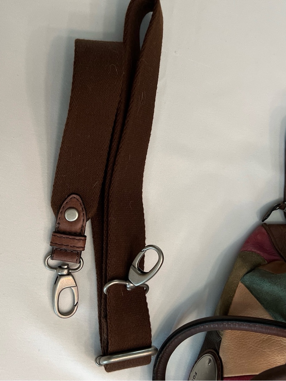 Fossil Multicolor Patchwork Leather Satchel - Brown Multi - Picture 5 of 15